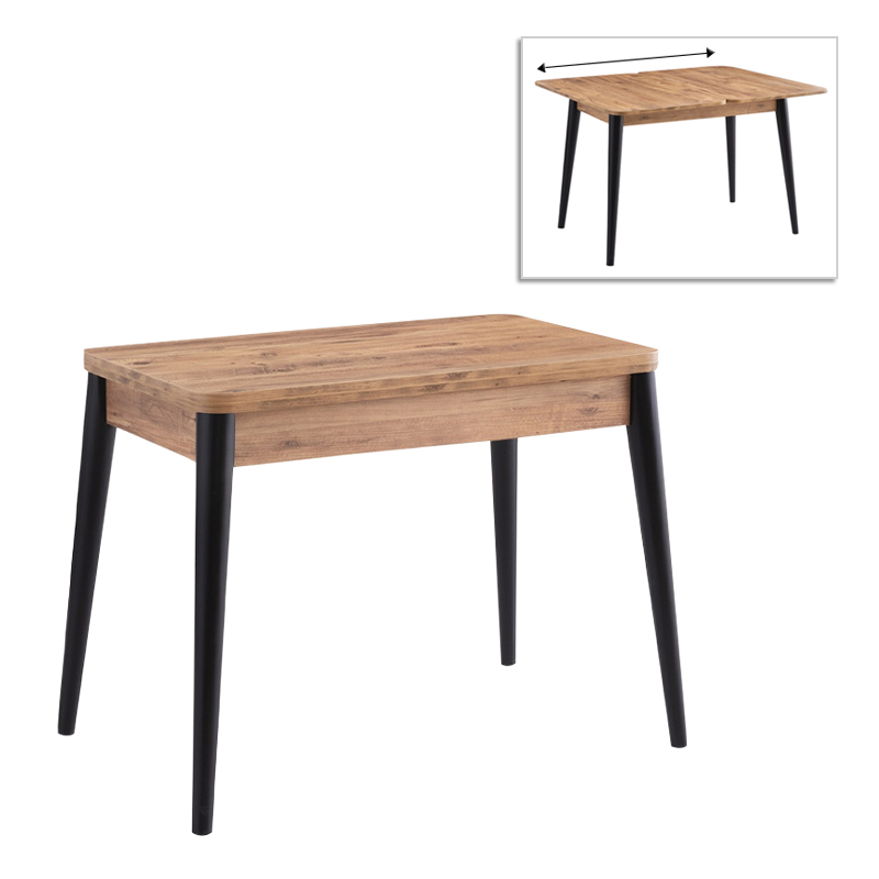 Τραπέζι Dolunay Megapap επεκτεινόμενο χρώμα atlantic pine - μαύρο 100x60(120x100)x79