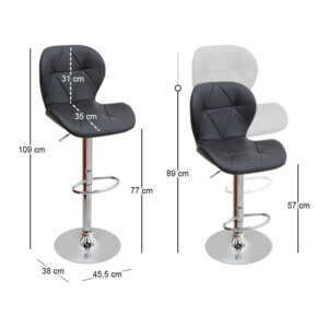 Σκαμπό μπαρ Dolores Megapap με ρυθμιζόμενο ύψος PU μαύρο - βάση χρωμίου 45,5x38x89/109εκ. - Image 9