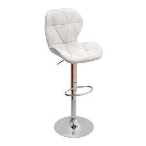 Σκαμπό μπαρ Dolores Megapap με ρυθμιζόμενο ύψος PU λευκό - βάση χρωμίου 45