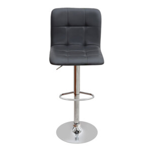 Σκαμπό μπαρ Carmelo Megapap με ρυθμιζόμενο ύψος PU μαύρο - βάση χρωμίου 45x42x90/113εκ. - Image 4