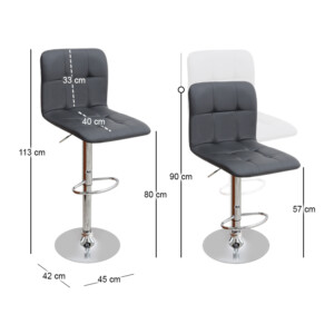 Σκαμπό μπαρ Carmelo Megapap με ρυθμιζόμενο ύψος PU μαύρο - βάση χρωμίου 45x42x90/113εκ. - Image 9