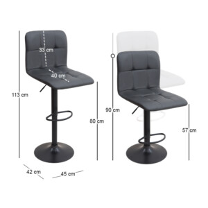 Σκαμπό μπαρ Carmelo Megapap με ρυθμιζόμενο ύψος PU μαύρο - βάση μαύρο ματ 45x42x90/113εκ. - Image 9