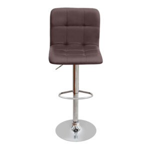 Σκαμπό μπαρ Carmelo Megapap με ρυθμιζόμενο ύψος PU καφέ - βάση χρωμίου 45x42x90/113εκ. - Image 4