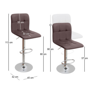 Σκαμπό μπαρ Carmelo Megapap με ρυθμιζόμενο ύψος PU καφέ - βάση χρωμίου 45x42x90/113εκ. - Image 9