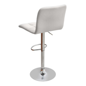 Σκαμπό μπαρ Carmelo Megapap με ρυθμιζόμενο ύψος PU λευκό - βάση χρωμίου 45x42x90/113εκ. - Image 3