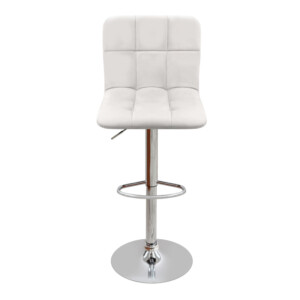 Σκαμπό μπαρ Carmelo Megapap με ρυθμιζόμενο ύψος PU λευκό - βάση χρωμίου 45x42x90/113εκ. - Image 4