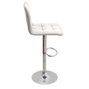 Σκαμπό μπαρ Carmelo Megapap με ρυθμιζόμενο ύψος PU λευκό - βάση χρωμίου 45x42x90/113εκ. - Image 5