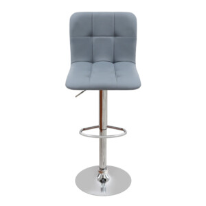 Σκαμπό μπαρ Carmelo Megapap με ρυθμιζόμενο ύψος PU γκρι - βάση χρωμίου 45x42x90/113εκ. - Image 4