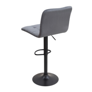 Σκαμπό μπαρ Carmelo Megapap με ρυθμιζόμενο ύψος βελούδο γκρι - βάση μαύρο ματ 45x42x90/113εκ. - Image 3