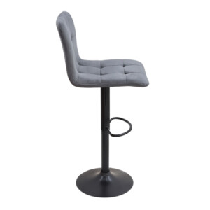 Σκαμπό μπαρ Carmelo Megapap με ρυθμιζόμενο ύψος βελούδο γκρι - βάση μαύρο ματ 45x42x90/113εκ. - Image 5