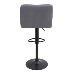 Σκαμπό μπαρ Carmelo Megapap με ρυθμιζόμενο ύψος βελούδο γκρι - βάση μαύρο ματ 45x42x90/113εκ. - Image 6