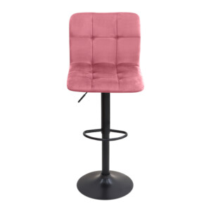 Σκαμπό μπαρ Carmelo Megapap με ρυθμιζόμενο ύψος βελούδο σάπιο μήλο - βάση μαύρο ματ 45x42x90/113εκ. - Image 4