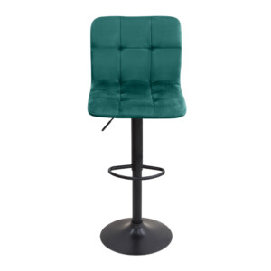 Σκαμπό μπαρ Carmelo Megapap με ρυθμιζόμενο ύψος βελούδο κυπαρισσί - βάση μαύρο ματ 45x42x90/113εκ. - Image 4