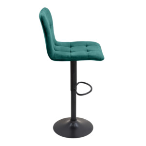 Σκαμπό μπαρ Carmelo Megapap με ρυθμιζόμενο ύψος βελούδο κυπαρισσί - βάση μαύρο ματ 45x42x90/113εκ. - Image 5