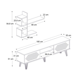 Σύνθεση τηλεόρασης Salerno Megapap χρώμα λευκό 180x35x51εκ. - Image 6