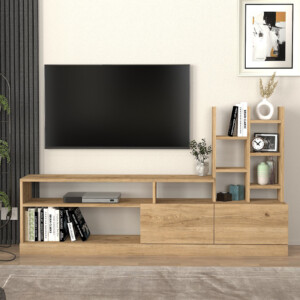 Σύνθεση τηλεόρασης Pesaro Megapap χρώμα sepet oak 165x25x91,3εκ. - Image 3