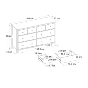 Συρταριέρα - Μπουφές Sabina Megapap χρώμα ανθρακί 160x50x96εκ. - Image 6