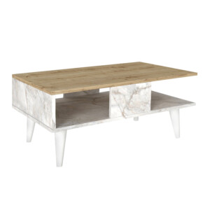 Τραπεζάκι σαλονιού Andros Megapap χρώμα sapphire oak - λευκό εφέ μαρμάρου 90x54x39,6εκ. - Image 4