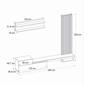 Σύνθεση τηλεόρασης Dumont Megapap χρώμα ανθρακί - sepet oak 240x36,8x200εκ. - Image 6