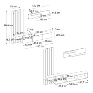 Σύνθεση τηλεόρασης Rosaline Megapap χρώμα ανθρακί - sepet oak 233x31,3x196,8εκ. - Image 7