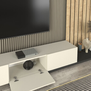 Σύνθεση τηλεόρασης Nagini Megapap χρώμα ivory - sapphire oak - ανθρακί 260x39,4x203,6εκ. - Image 5