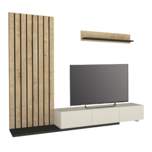 Σύνθεση τηλεόρασης Nagini Megapap χρώμα ivory - sapphire oak - ανθρακί 260x39,4x203,6εκ. - Image 6