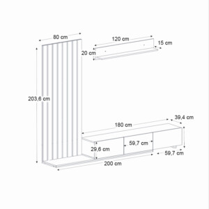 Σύνθεση τηλεόρασης Nagini Megapap χρώμα ivory - sapphire oak - ανθρακί 260x39,4x203,6εκ. - Image 7