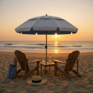 Ομπρέλα θαλάσσης αλουμινίου Malibu Megapap με UPF 50+ προστασία χρώμα ασημί - γαλάζιο Ø2m - Image 5