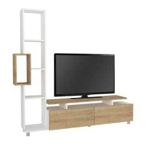 Σύνθεση τηλεόρασης Tulip Megapap χρώμα λευκό - sepet oak 160x29,5x160εκ. - Image 6