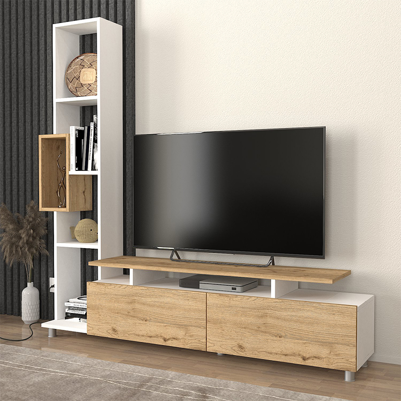 Σύνθεση τηλεόρασης Tulip Megapap χρώμα λευκό - sepet oak 160x29