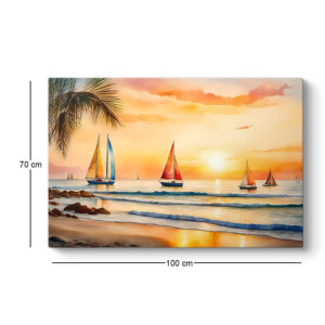 Πίνακας σε καμβά "Tropical Sails at the Sunset" Megapap ψηφιακής εκτύπωσης 100x70x3εκ. - Image 3