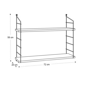 Ραφιέρα τοίχου Armoni Megapap χρώμα sacramento oak - καφέ μέταλλο 72x20x58εκ. - Image 4