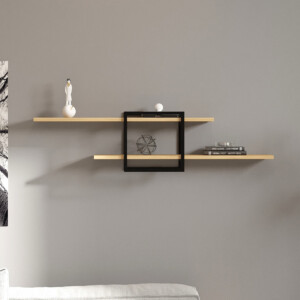 Ραφιέρα τοίχου Mone Megapap χρώμα sapphire oak - μαύρο 120x18x30εκ. - Image 2