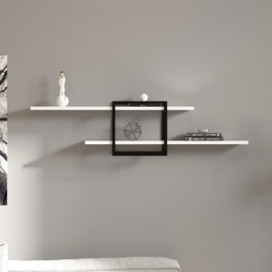 Ραφιέρα τοίχου Mone Megapap χρώμα λευκό - μαύρο 120x18x30εκ. - Image 2