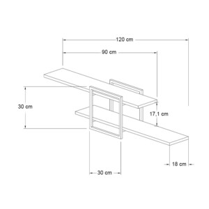 Ραφιέρα τοίχου Mone Megapap χρώμα λευκό - μαύρο 120x18x30εκ. - Image 4