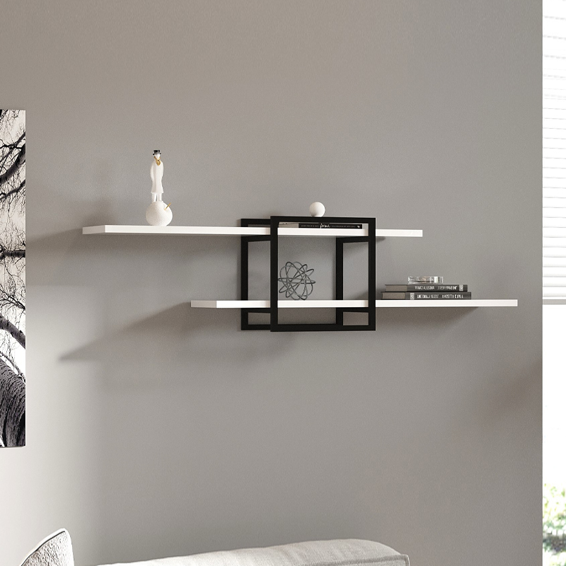 Ραφιέρα τοίχου Mone Megapap χρώμα λευκό - μαύρο 120x18x30εκ. Ραφιέρα τοίχου Mone Megapap χρώμα λευκό - μαύρο 120x18x30εκ.