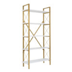 Βιβλιοθήκη Elysian Megapap χρώμα λευκό - χρυσό 90x33,5x180εκ. - Image 4