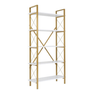 Βιβλιοθήκη Elysian Megapap χρώμα λευκό - χρυσό 90x33,5x180εκ. - Image 4