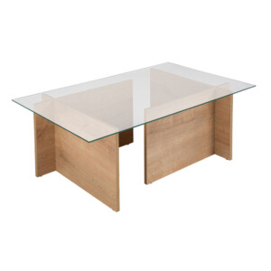 Τραπεζάκι σαλονιού Vetrino Megapap γυάλινο χρώμα honey oak 105x65x40εκ. - Image 6