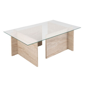 Τραπεζάκι σαλονιού Vetrino Megapap γυάλινο χρώμα travertine 105x65x40εκ. - Image 6