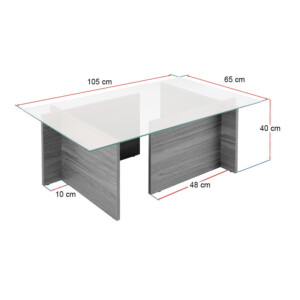 Τραπεζάκι σαλονιού Vetrino Megapap γυάλινο χρώμα travertine 105x65x40εκ. - Image 7