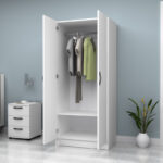 Ντουλάπα ρούχων Vivian Megapap δίφυλλη χρώμα λευκό 80x51,8x181εκ. - Image 3