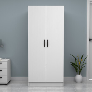 Ντουλάπα ρούχων Vivian Megapap δίφυλλη χρώμα λευκό 80x51,8x181εκ. - Image 3