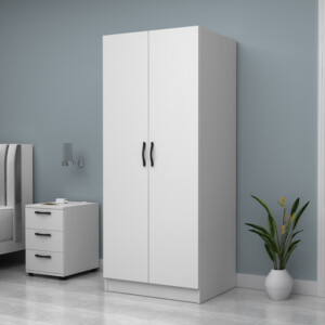 Ντουλάπα ρούχων Vivian Megapap δίφυλλη χρώμα λευκό 80x51