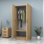 Ντουλάπα ρούχων Vivian Megapap δίφυλλη χρώμα φυσικό οξιάς 80x51,8x181εκ. - Image 3