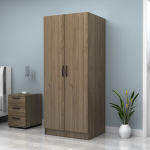 Ντουλάπα ρούχων Vivian Megapap δίφυλλη χρώμα καρυδί 80x51