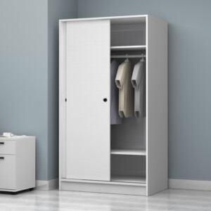 Ντουλάπα ρούχων Regio Megapap δίφυλλη συρόμενη χρώμα λευκό 100x60x181εκ. - Image 3