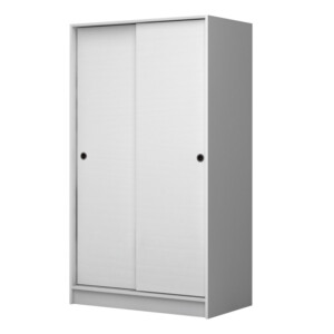 Ντουλάπα ρούχων Regio Megapap δίφυλλη συρόμενη χρώμα λευκό 100x60x181εκ. - Image 4