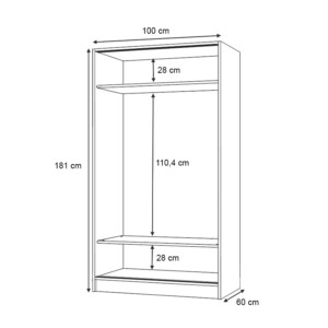 Ντουλάπα ρούχων Regio Megapap δίφυλλη συρόμενη χρώμα λευκό 100x60x181εκ. - Image 5