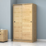 Ντουλάπα ρούχων Regio Megapap δίφυλλη συρόμενη χρώμα φυσικό οξιάς 100x60x181εκ. - Image 3